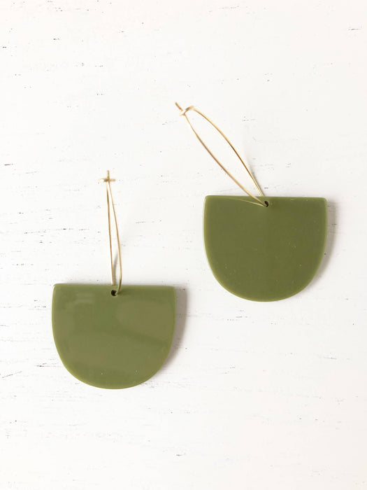 Modern Army Green Tortoise Earrings