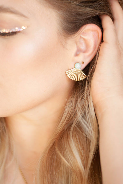 Opal Studs w/ Pleat Jackets