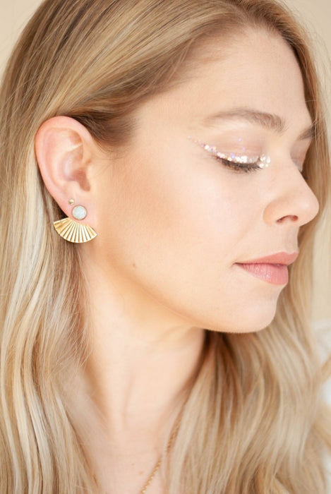 Opal Studs w/ Pleat Jackets