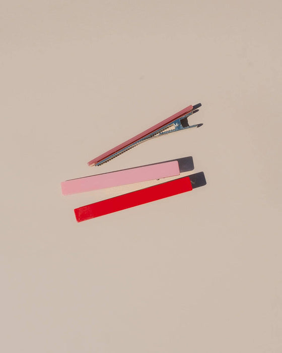 Evie Metal Acetate Hair Clips | Rose Color
